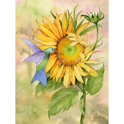 Summer Fun Bird Black Modern Wood Framed Art Print with Double Matting by McKenna, Kathleen Parr