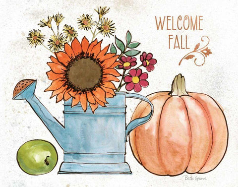 October Garden II White Modern Wood Framed Art Print with Double Matting by Grove, Beth