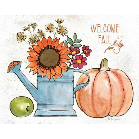 October Garden II White Modern Wood Framed Art Print by Grove, Beth