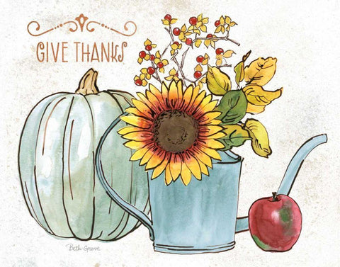 October Garden III White Modern Wood Framed Art Print with Double Matting by Grove, Beth