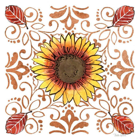 October Garden VII White Modern Wood Framed Art Print with Double Matting by Grove, Beth