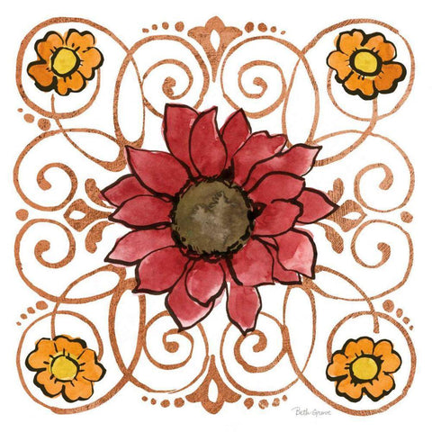 October Garden VIII White Modern Wood Framed Art Print with Double Matting by Grove, Beth