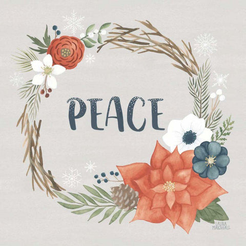 Holiday Garden I White Modern Wood Framed Art Print with Double Matting by Marshall, Laura