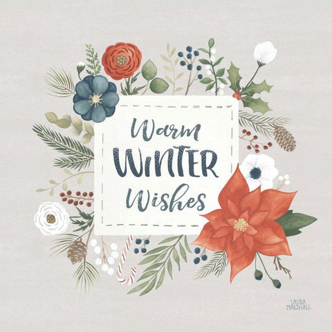 Holiday Garden III White Modern Wood Framed Art Print by Marshall, Laura