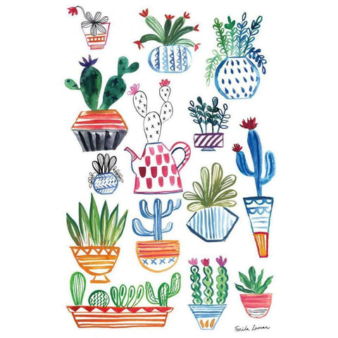 Funky Cacti I Black Modern Wood Framed Art Print by Zaman, Farida