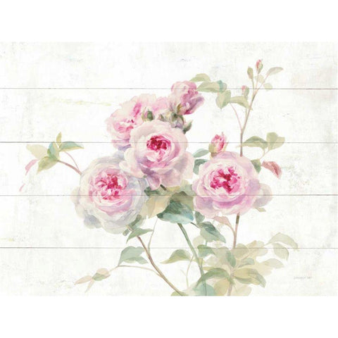 Sweet Roses on Wood Gold Ornate Wood Framed Art Print with Double Matting by Nai, Danhui