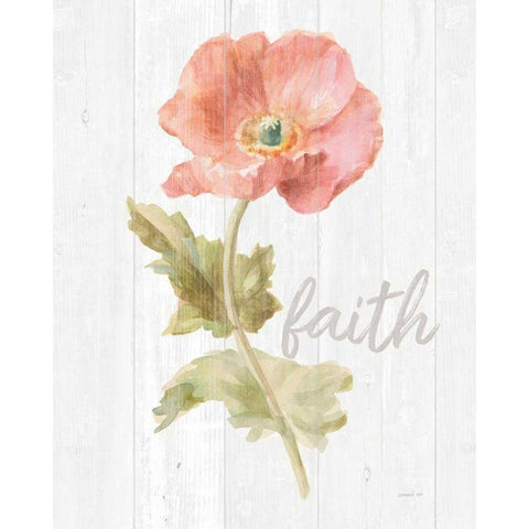 Garden Poppy on Wood Faith White Modern Wood Framed Art Print by Nai, Danhui