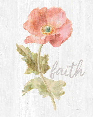 Garden Poppy on Wood Faith White Modern Wood Framed Art Print with Double Matting by Nai, Danhui