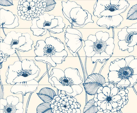 Pen and Ink Flowers I White Modern Wood Framed Art Print with Double Matting by Wild Apple Portfolio