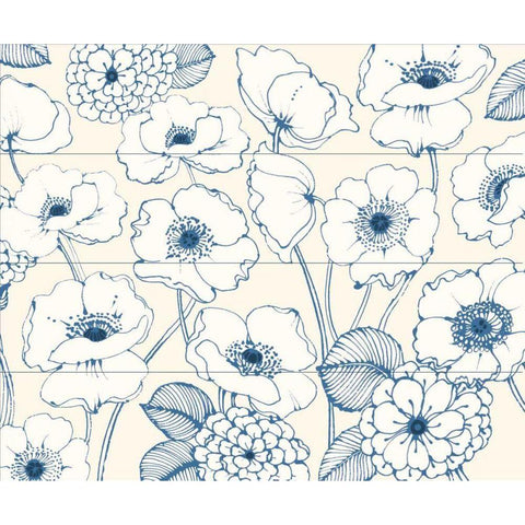 Pen and Ink Flowers I Black Modern Wood Framed Art Print by Wild Apple Portfolio