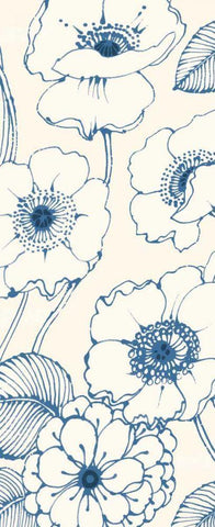 Pen and Ink Flowers on cream Panel II Black Ornate Wood Framed Art Print with Double Matting by Wild Apple Portfolio