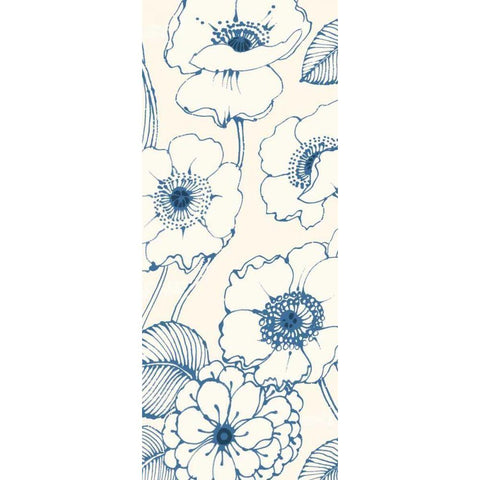 Pen and Ink Flowers on cream Panel II Black Modern Wood Framed Art Print by Wild Apple Portfolio