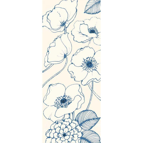 Pen and Ink Flowers on cream Panel III Gold Ornate Wood Framed Art Print with Double Matting by Wild Apple Portfolio