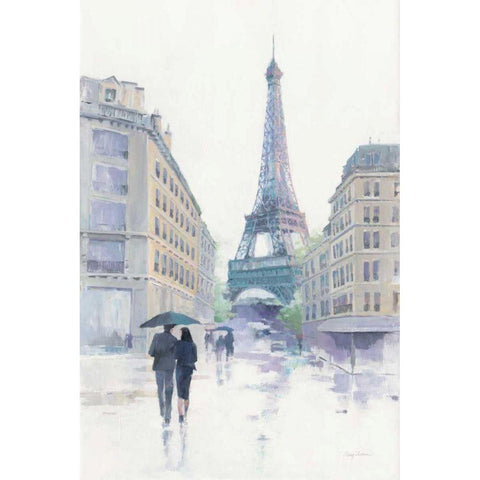 Walking in the Rain Black Modern Wood Framed Art Print with Double Matting by Tillmon, Avery