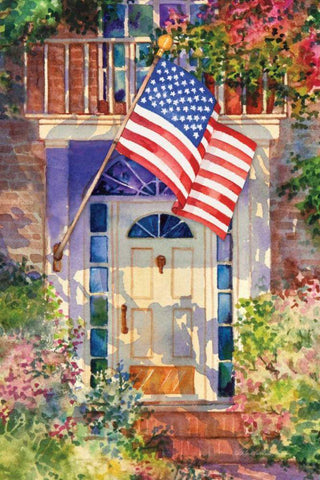 Patriotic Home White Modern Wood Framed Art Print with Double Matting by McKenna, Kathleen Parr