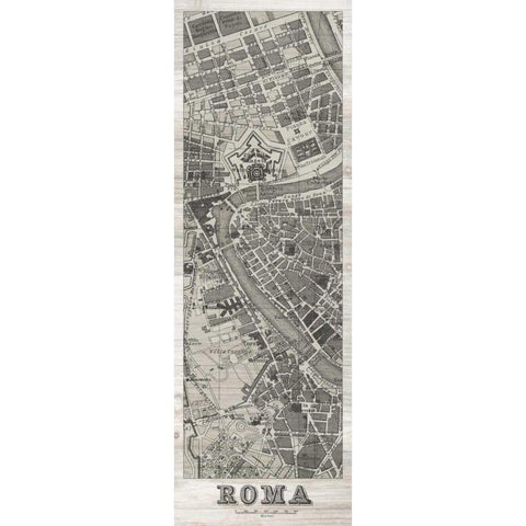 Roma Map Panel in Wood White Modern Wood Framed Art Print by Wild Apple Portfolio