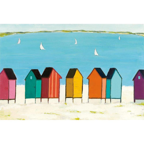 Cabanas I Black Modern Wood Framed Art Print with Double Matting by Adams, Phyllis