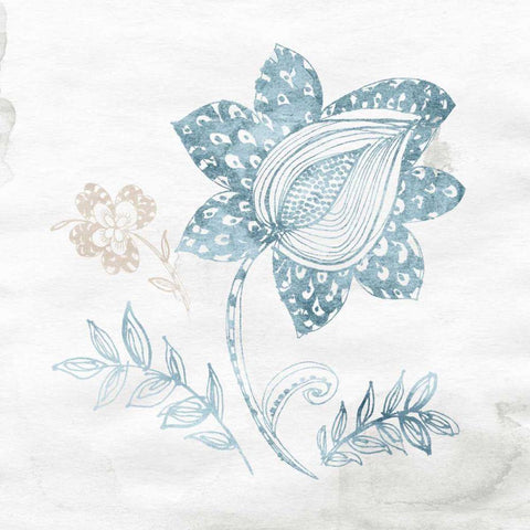 Eastern Boho I Teal White Modern Wood Framed Art Print by Wild Apple Portfolio