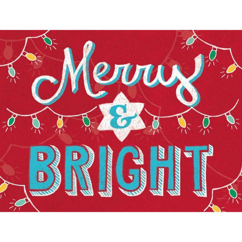 Merry and Bright v2 Gold Ornate Wood Framed Art Print with Double Matting by Urban, Mary