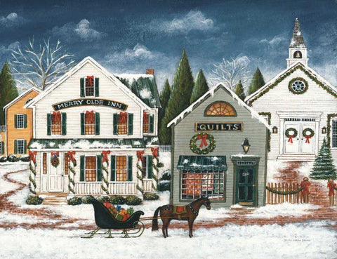 Christmas Village I Dark Crop White Modern Wood Framed Art Print with Double Matting by Brown, David Carter