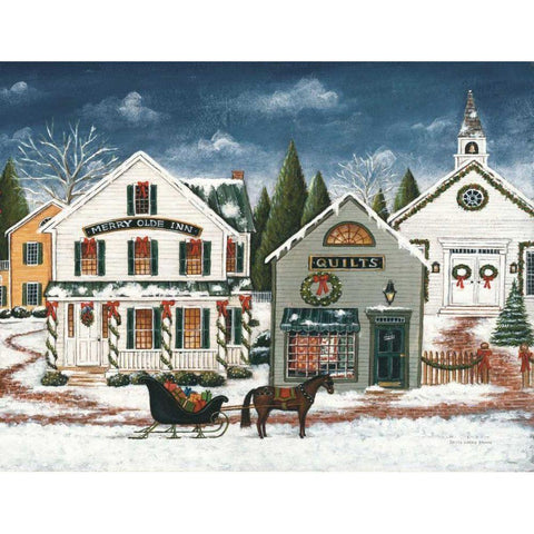 Christmas Village I Dark Crop Black Modern Wood Framed Art Print by Brown, David Carter
