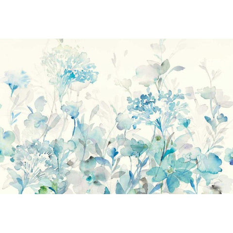 Translucent Garden Blue Crop Black Modern Wood Framed Art Print by Nai, Danhui