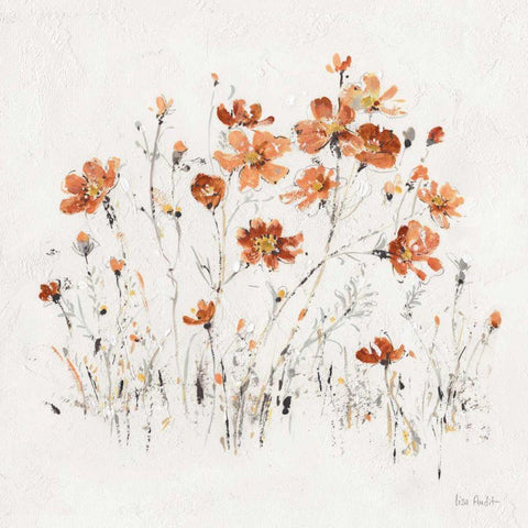 Wildflowers II Orange White Modern Wood Framed Art Print with Double Matting by Audit, Lisa