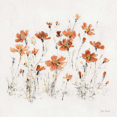 Wildflowers III Orange Gold Ornate Wood Framed Art Print with Double Matting by Audit, Lisa