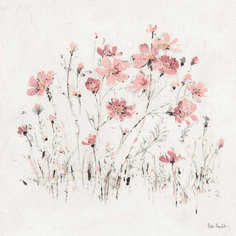 Wildflowers II Pink White Modern Wood Framed Art Print with Double Matting by Audit, Lisa