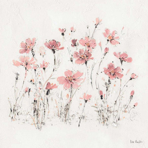 Wildflowers III Pink Black Modern Wood Framed Art Print by Audit, Lisa