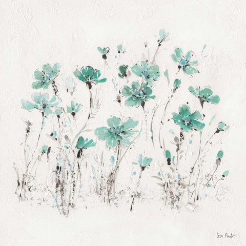 Wildflowers III Turquoise White Modern Wood Framed Art Print with Double Matting by Audit, Lisa