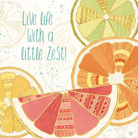 Citrus Splash II Gold Ornate Wood Framed Art Print with Double Matting by Charron, Veronique