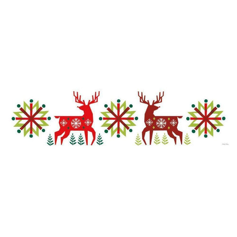 Geometric Holiday Reindeer III Gold Ornate Wood Framed Art Print with Double Matting by Mullan, Michael