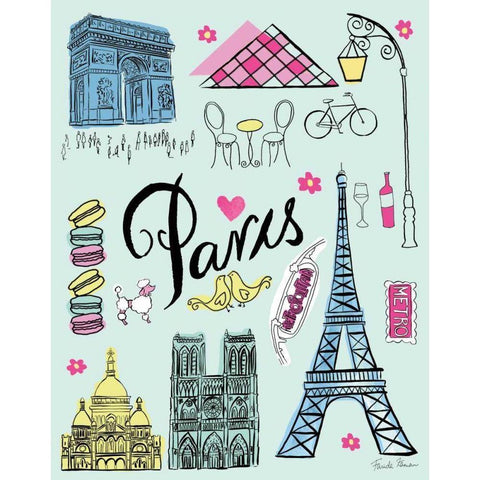 Travel Paris White Modern Wood Framed Art Print by Zaman, Farida