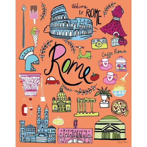 Travel Rome White Modern Wood Framed Art Print by Zaman, Farida