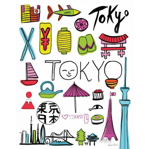 Travel Tokyo White Modern Wood Framed Art Print by Zaman, Farida