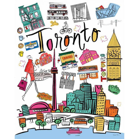 Travel Toronto White Modern Wood Framed Art Print by Zaman, Farida