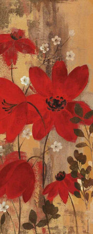 Floral Symphony Red II White Modern Wood Framed Art Print with Double Matting by Vassileva, Silvia