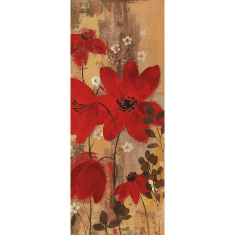 Floral Symphony Red II Black Modern Wood Framed Art Print by Vassileva, Silvia