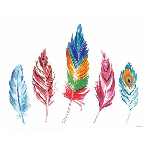 Rainbow Feathers IV White Modern Wood Framed Art Print by Zaman, Farida