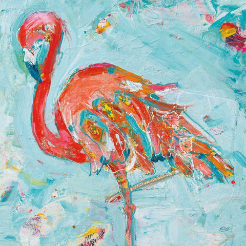 Flamingo Bright White Modern Wood Framed Art Print by Day, Kellie