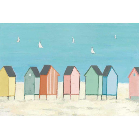 Cabanas I Pastel Black Modern Wood Framed Art Print with Double Matting by Adams, Phyllis