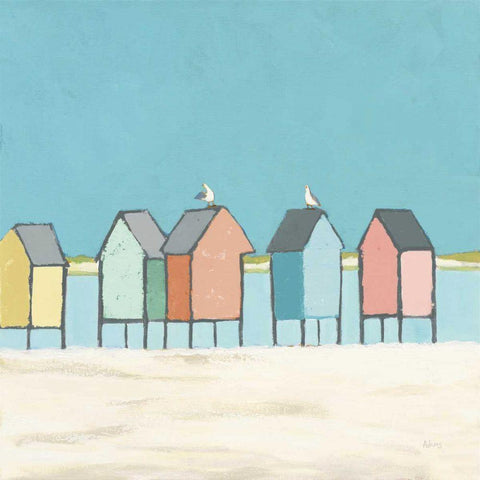 Cabanas II Pastel White Modern Wood Framed Art Print by Adams, Phyllis