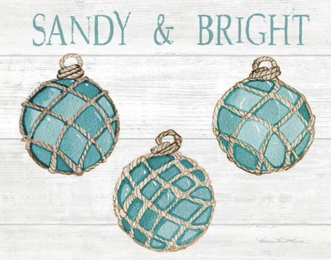 Coastal Holiday Ornament VIII Sandy and Bright White Modern Wood Framed Art Print with Double Matting by McKenna, Kathleen Parr