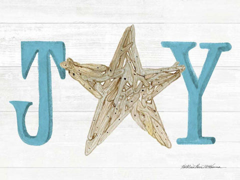 Coastal Holiday Ornament X Joy Black Ornate Wood Framed Art Print with Double Matting by McKenna, Kathleen Parr