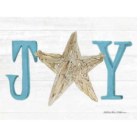Coastal Holiday Ornament X Joy Black Modern Wood Framed Art Print with Double Matting by McKenna, Kathleen Parr