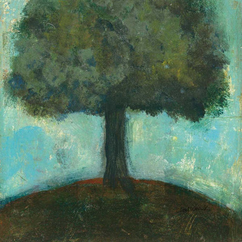 Under the Tree Square II Black Modern Wood Framed Art Print with Double Matting by Warrick, Cheryl