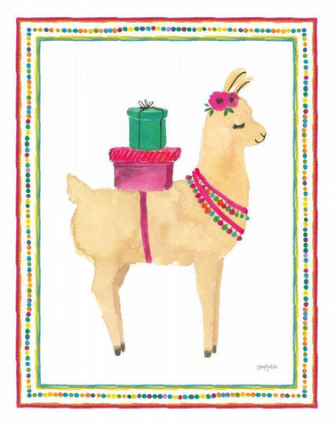 La La Llama I White Modern Wood Framed Art Print with Double Matting by Jackson, Jenaya