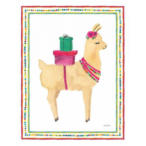 La La Llama I Black Modern Wood Framed Art Print with Double Matting by Jackson, Jenaya