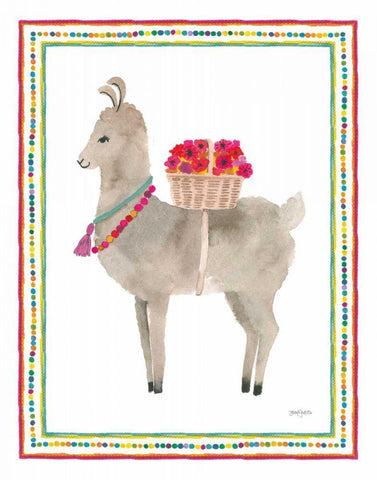 La La Llama II White Modern Wood Framed Art Print with Double Matting by Jackson, Jenaya
